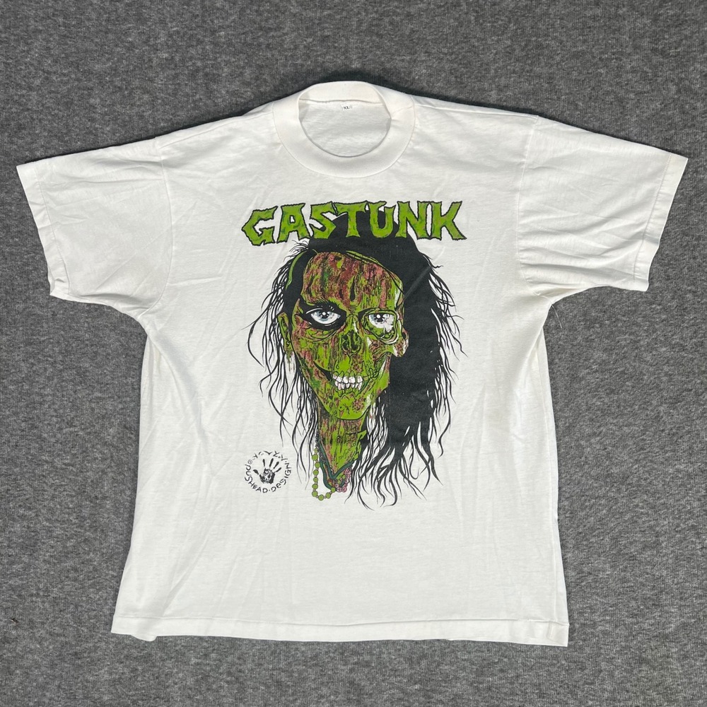 Vintage 90s Gastunk Pushead Band Tee White XL Japanese Punk Metal Graphic Shirt